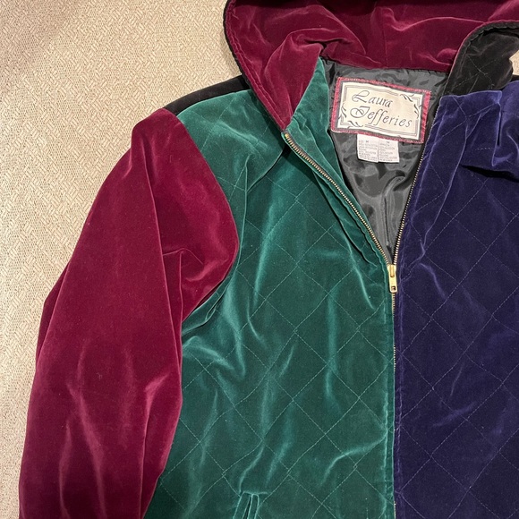 Laura Jefferies Hooded Full Zip Velvet Color Block Puffer Jacket, Women’s Medium - Picture 5 of 10